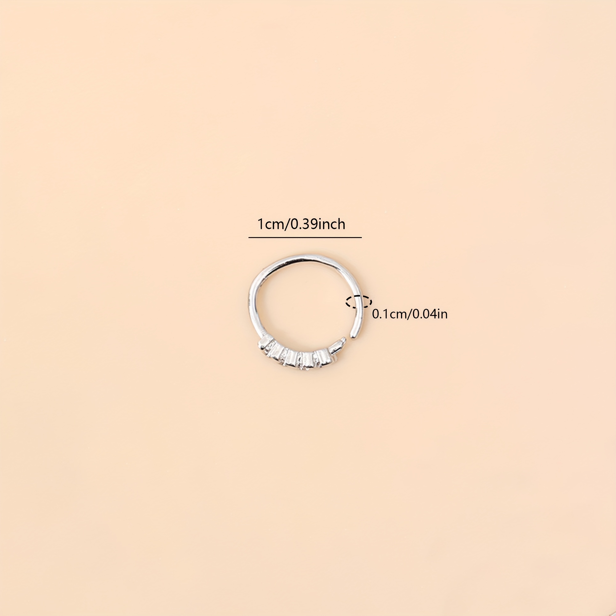 Minimalist Copper Inlaid Zirconia Rippled Nose Ring